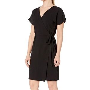 Bobeau Black Short Sleeve Crepe Wrap Dress NWT Large